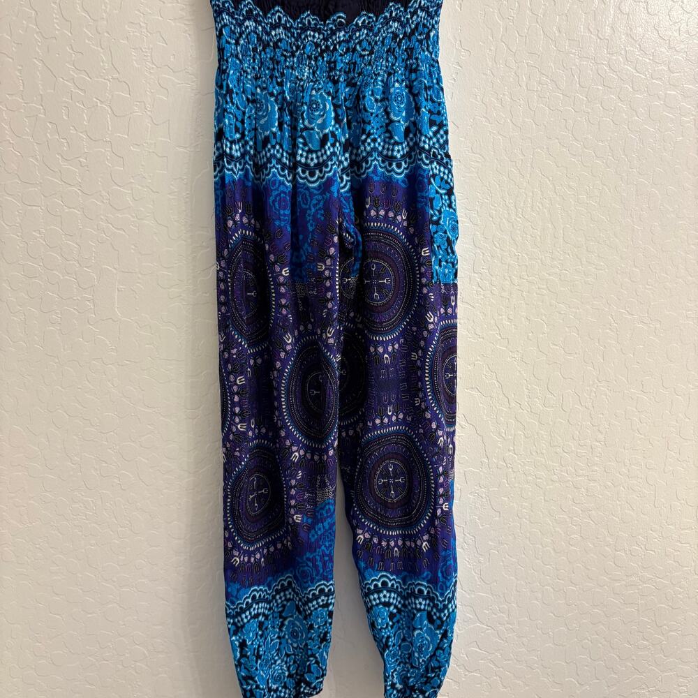 Free People Women's Harem Pants with Smocked Waist and Ethnic Print Boho